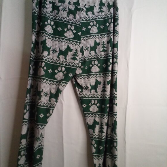 Lularoe Leggings Women Tall Curvy Plus Christmas Dogs Scottie Green White - Picture 13 of 13